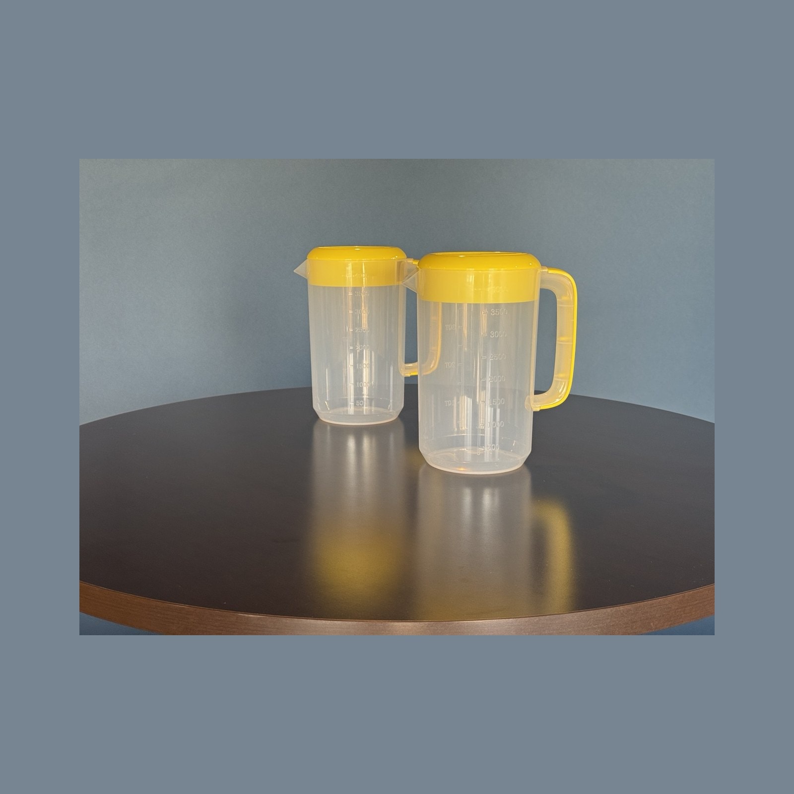 Clear Pitchers with Yellow Lids, Set of 2