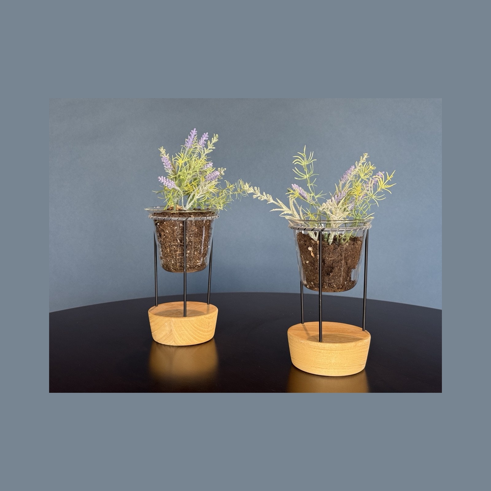 Raised Faux Plant Stands, Pair