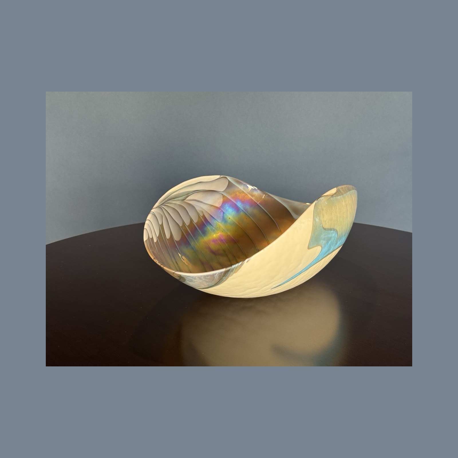 Iridescent Shell-Form Decorative Bowl