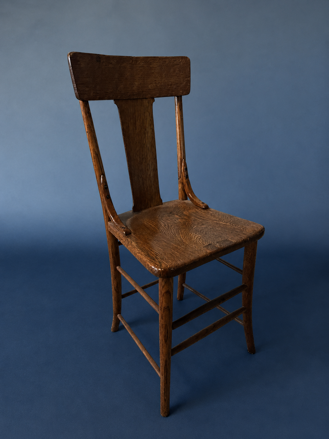 Vintage Dark Oak High-Back Wood Chair