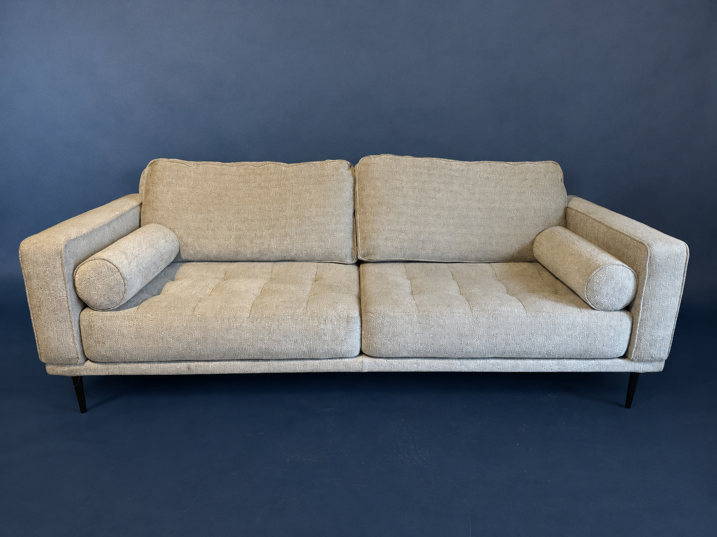 Cream Textured Modern Sofa with Bolsters