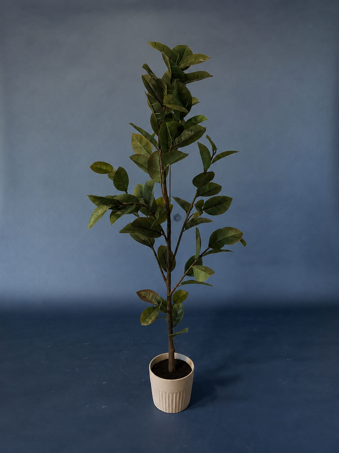 Tall Faux Greenery Tree in Cream Ribbed Planter
