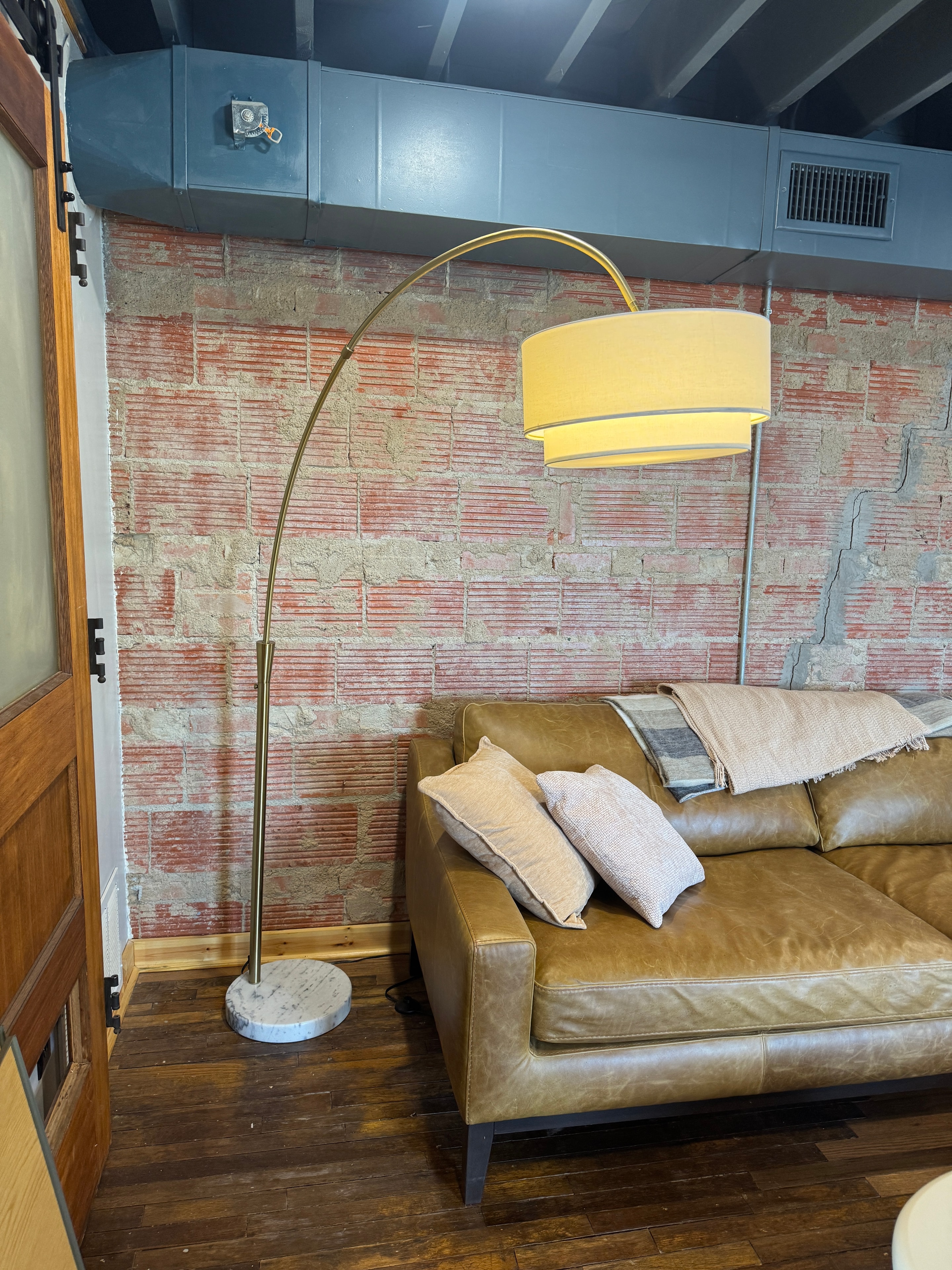 Floor Lamp — Arched Gold with White Shade